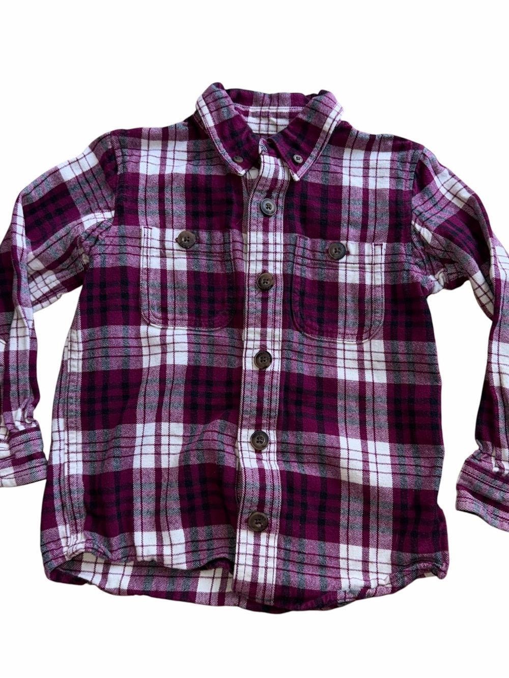 Duluth Trading Co Plaid Flannel Long Sleeve Shirt Girls Size 3T Purple And White